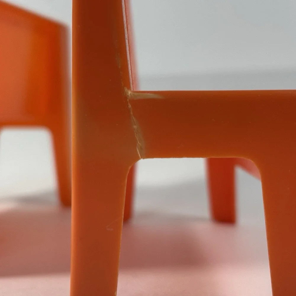 1973 Vintage Barbie Townhouse Doll Orange Plastic Couch/Bench Mattel Furniture